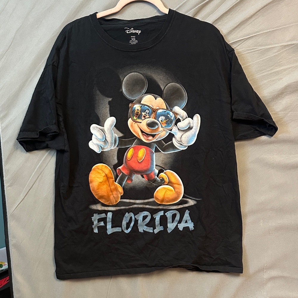 Disney Black Tee with Mickey Mouse and Florida Print